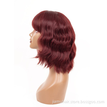 Short Wig with Bangs Synthetic BOBO Wigs Cosplay Wholesale Short Wave Hair Wigs Pink